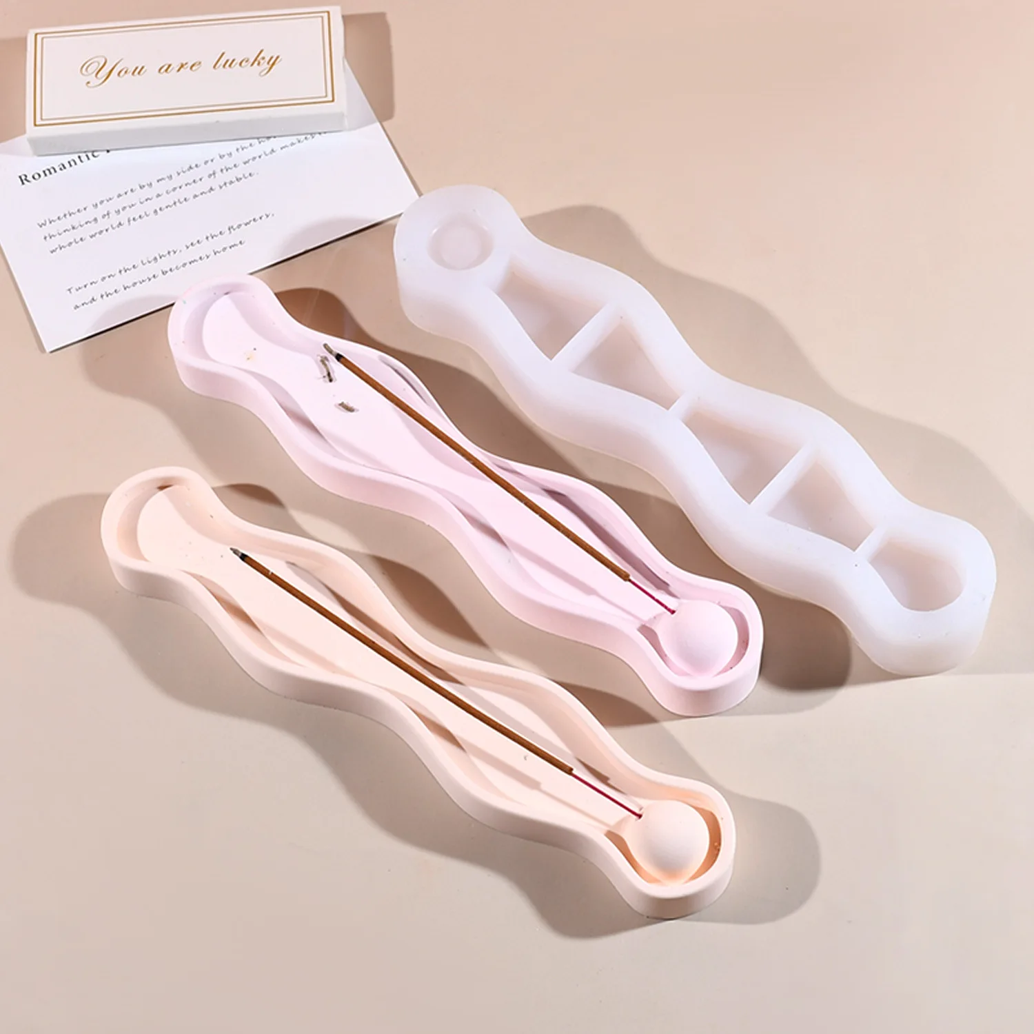Wave Shape Incense Plate Clay Silicone Molds DIY Decoration Aromatherapy Incense Holder Tray Gypsum Plaster Cement Concrete Mold silicone mold