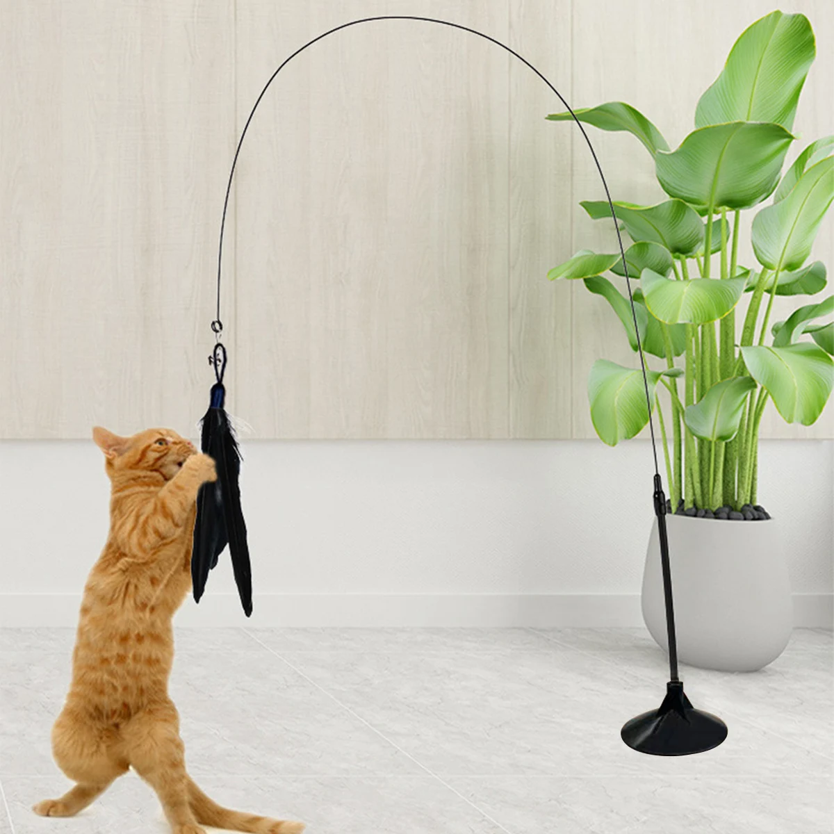 Cat Teaser Indoor Cat Stick Toy Interactive Suction Cup Cat Toy With ... - Suction Cup Stroller Attachment For Cats