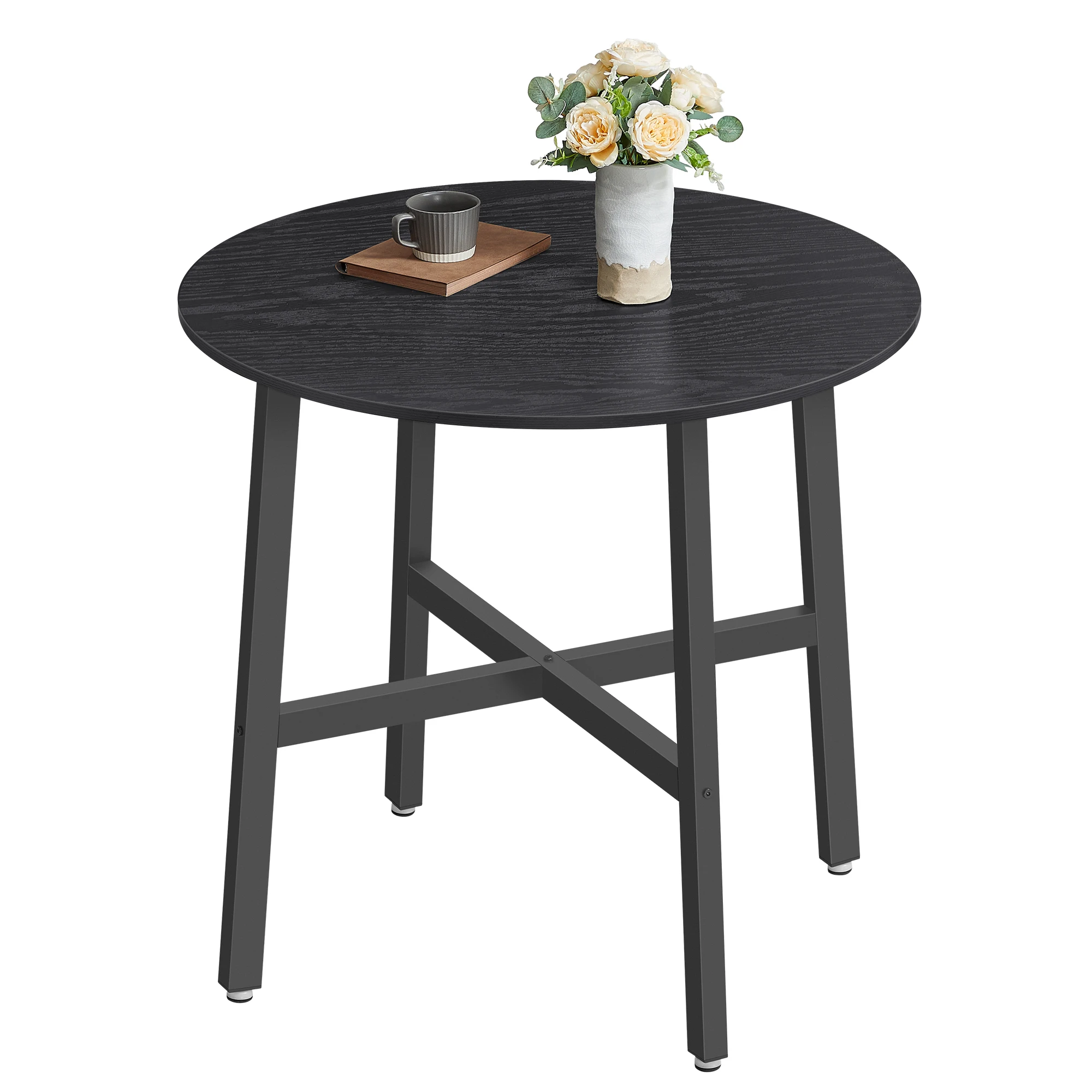 Ronde eettafel 80 cm salontafel en stoelen set 5-delig kleine ruimte kantoor conferentietafel seminartafel appartement studeerkamer balkon keuken salon café lounge banket stoelen eethoek ontbijthoek