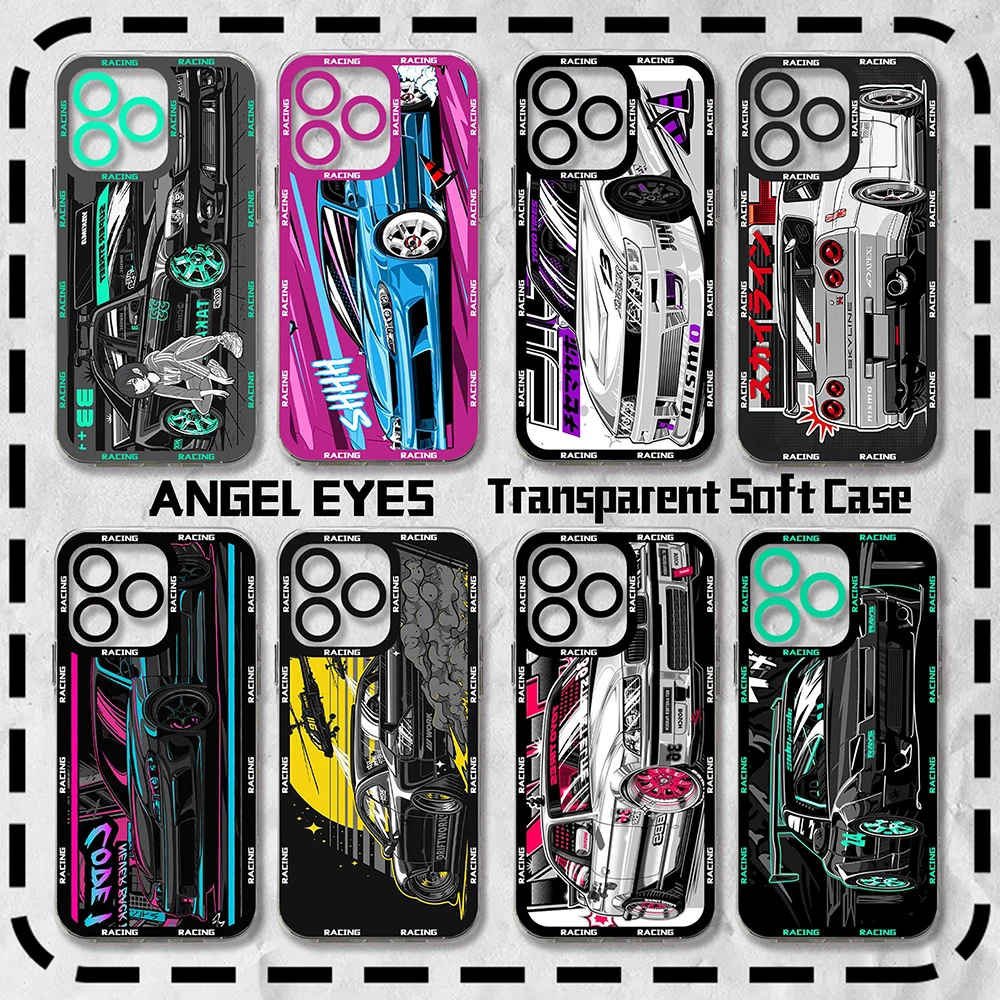 Tokyo JDM Drift Sports Car Transparent TPU Phone Case
