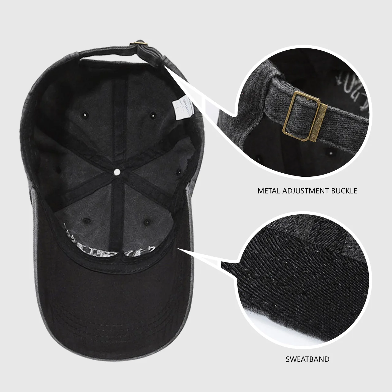 Ins Retro Gray Baseball Hat Women's Summer American Washed Large Head Circumference Trendy Autumn and Winter Face-Showing Small