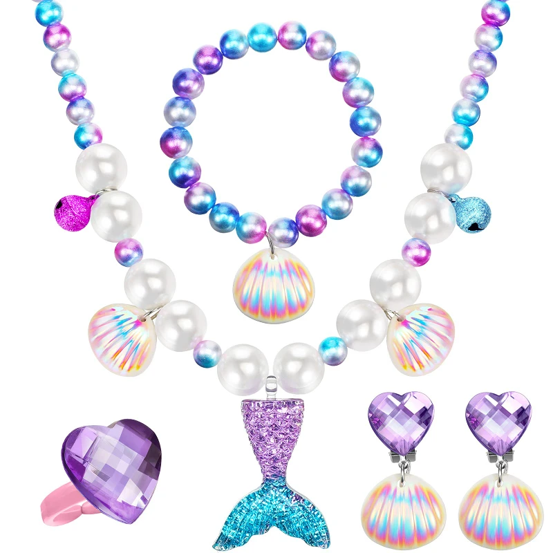 Pack De 6 Pulseras De Amistad De Sirena Para Niñas – Colgantes Variados De Princesa, Ajuste Elástico, Regalo De Cumpleaños Y Bolsas De Fiesta