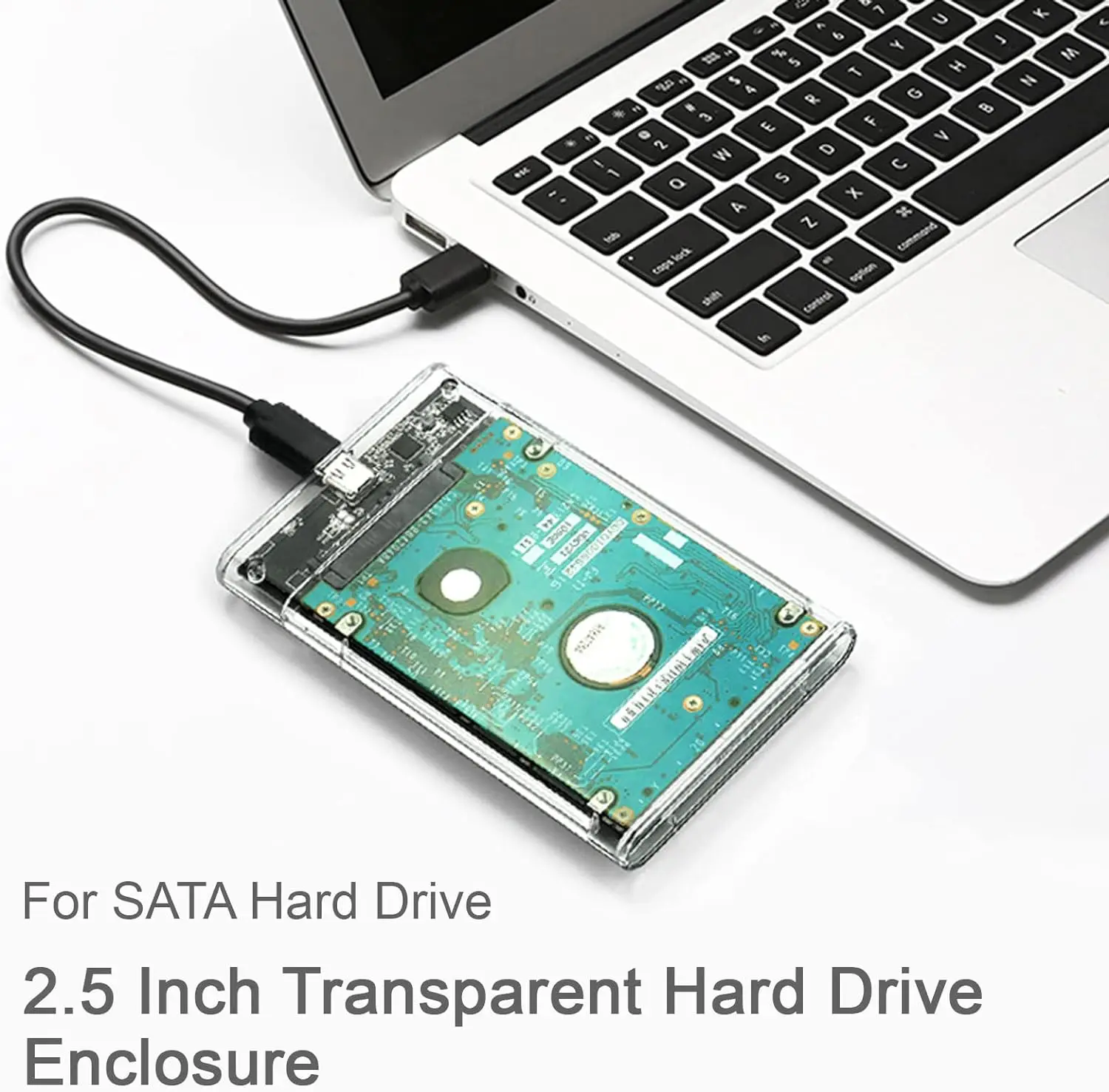 2.5 inch USB C Hard Drive Enclosure USB 3.1 to SATA III 6Gbps Clear External Hard Drive Case for 7mm 9.5mm 2.5 inch SATA SSD HDD