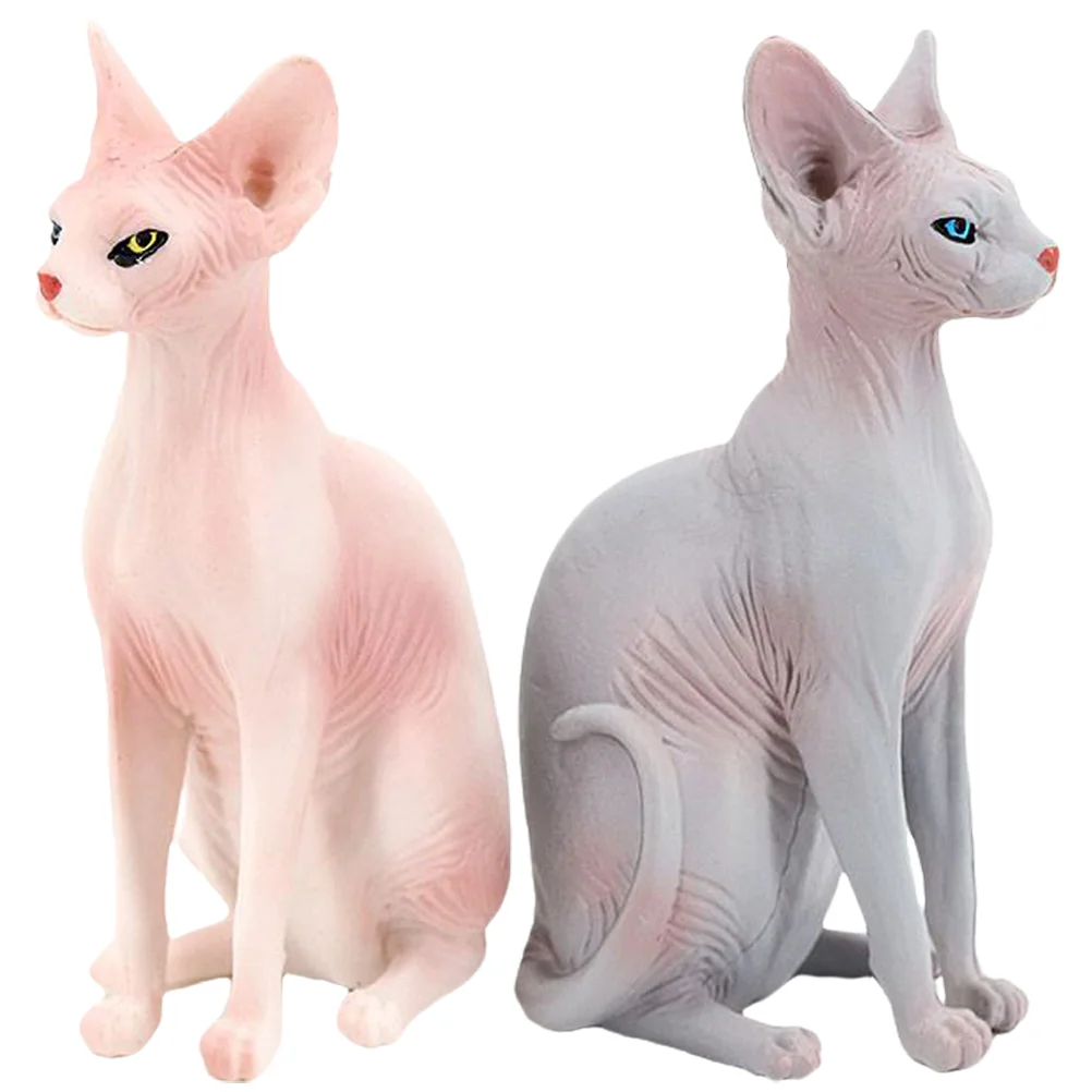 

2pcs Simulated Cat Model Decorative Cat Figurine Animal Cat Model Desktop Vivid Cat Statue