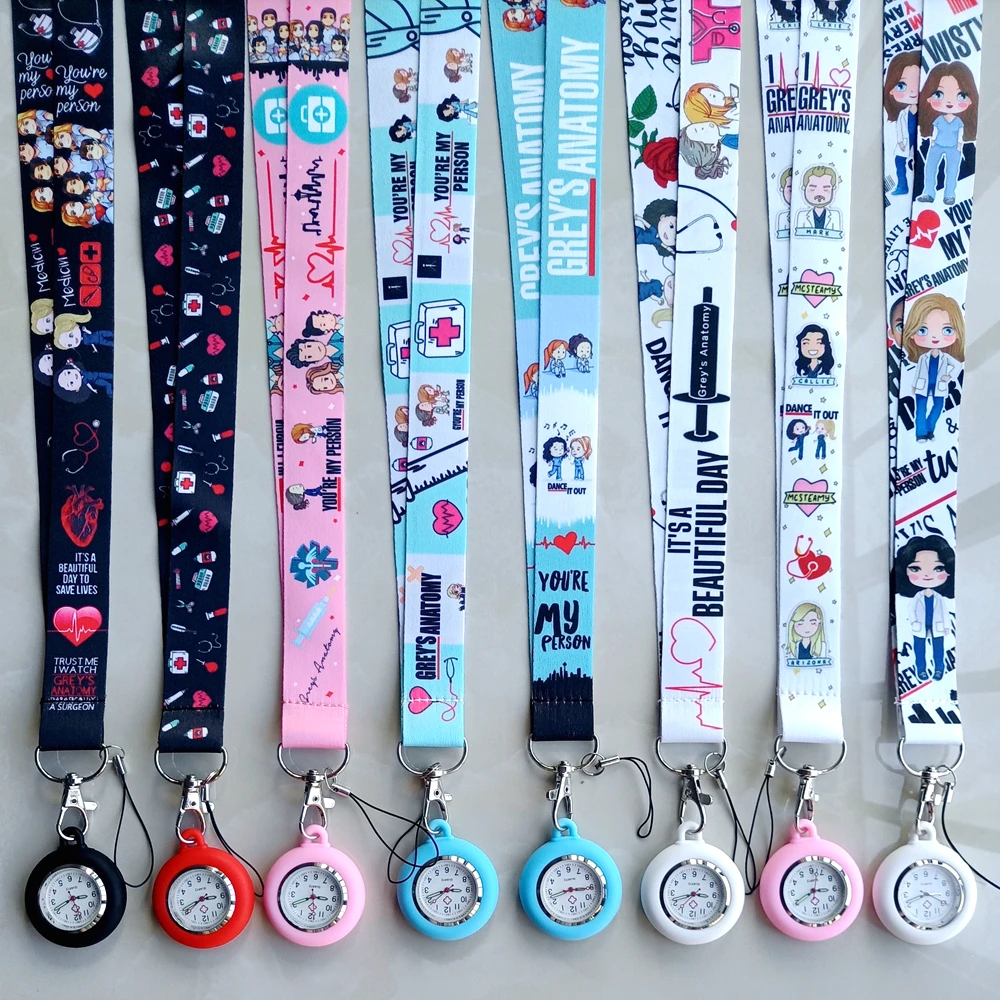Hospital Medical Nurse Doctor Health Care Workers Lanyards Keychains Cartoon Pocket Watches Name Cards Holders Hang Clock Gifts Pocket Watch