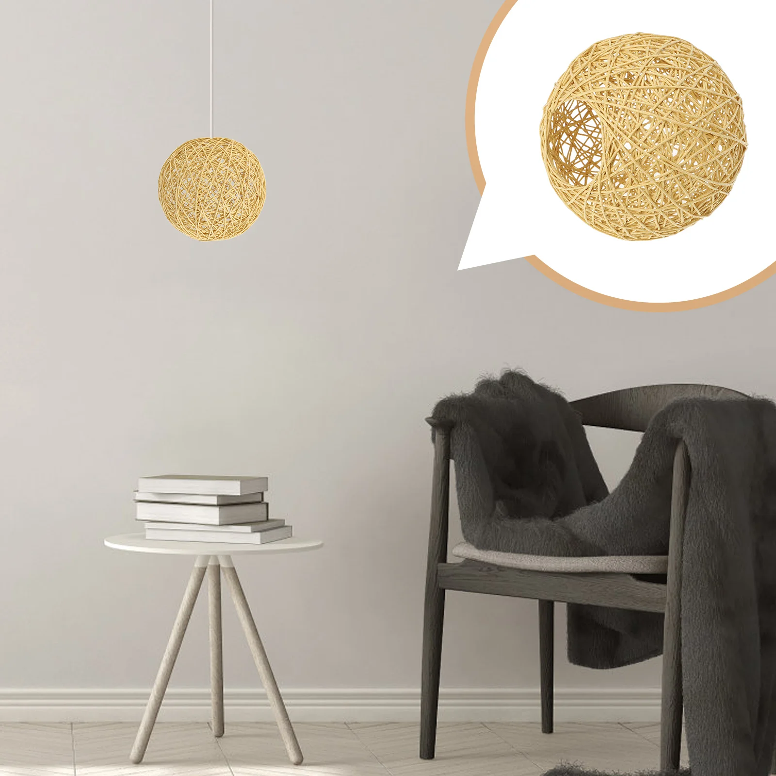 

2 Pcs Takraw Lampshade Hanging Indoor Creative Globe DIY Cover Ornament Cotton Linen Craft Decor Office Woven Accessory