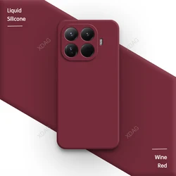 Square Liquid Soft Silicone Phone Case with Shockproof Camera Protection and Classic Back Design - Xiaomi 15T (Wine Red)