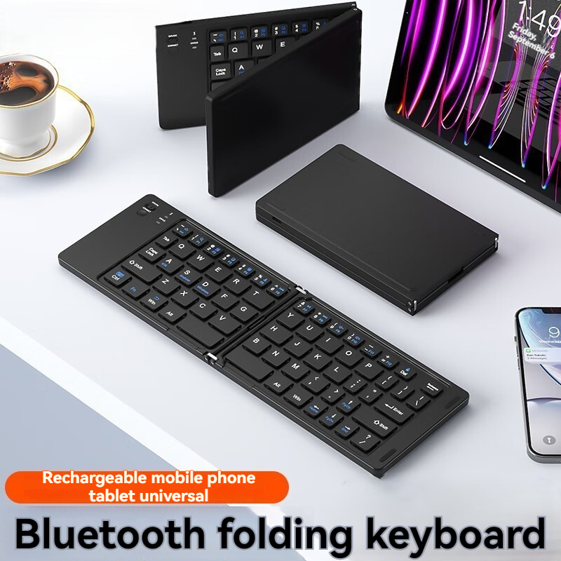 New Foldable Wireless Keyboard Slim Portable Bluetooth Keyboard Rechargeable Folding Keyboard for IOS Windows Android For Ipad