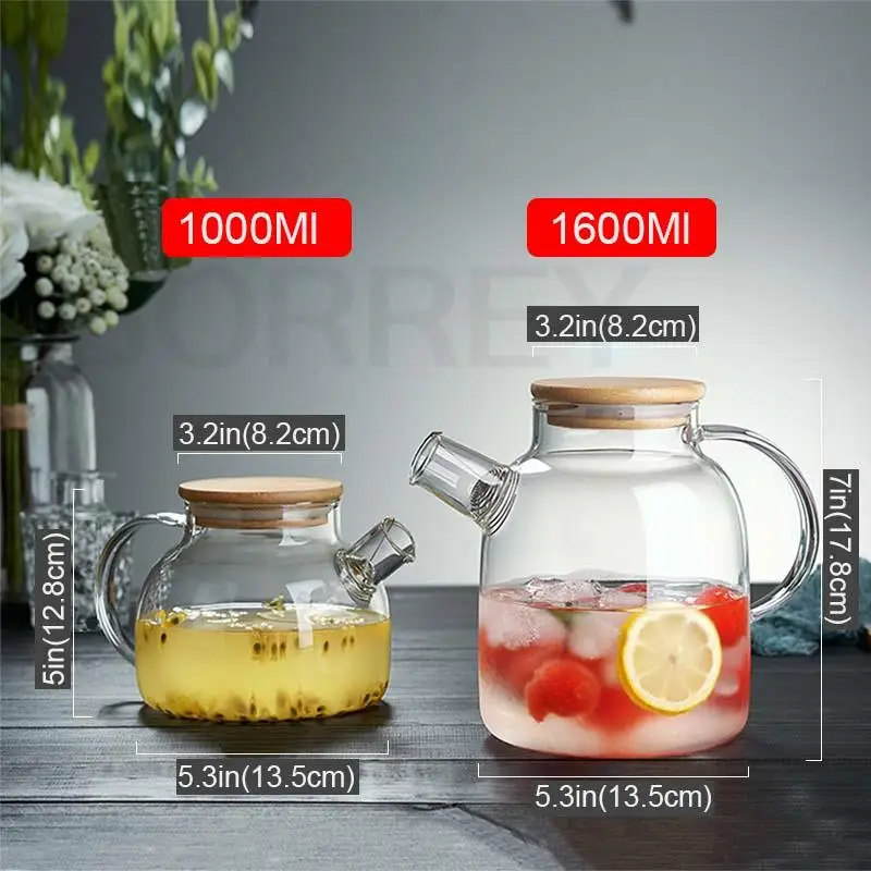 Acheter Théière en verre résistant à la chaleur, 400ml/600ml/800ml/1000ml,  bouilloire Puer à fleurs, théière à café avec infuseur