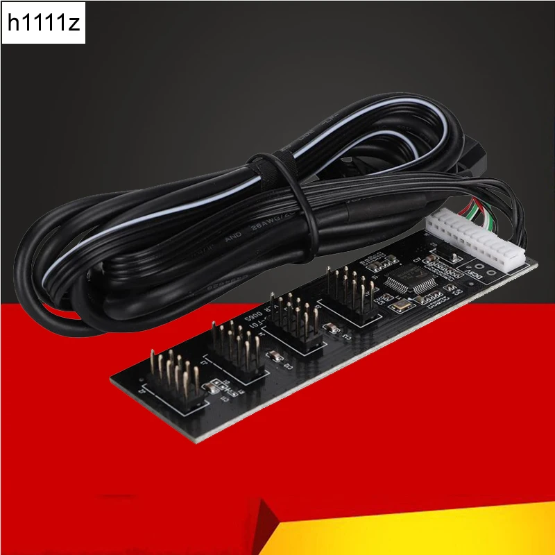 

USB-адаптер, USB-разветвитель, 8 портов, USB2.0 Hub, 4x 9-контактный разъем, разъем с удлинителем 50 см, 4-контактный разъем питания для USB-устройства