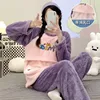 New Maternity Feeding Pajamas Winter Sets Women Winter Nursing Clothes Set Fashion Cartoon Lactation Coat Long Trousers Twinset 1