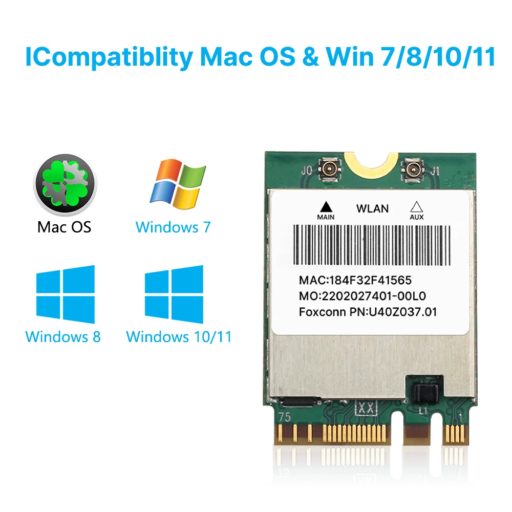 Mini Scheda di Rete WLAN, Scheda WIFI PCI-E Dual Band 2.4G / 5Ghz, Scheda Wireless PCI Express ad Alta Velocità 433 Mbps per Desktop, Laptop, Compatibile per 7/10