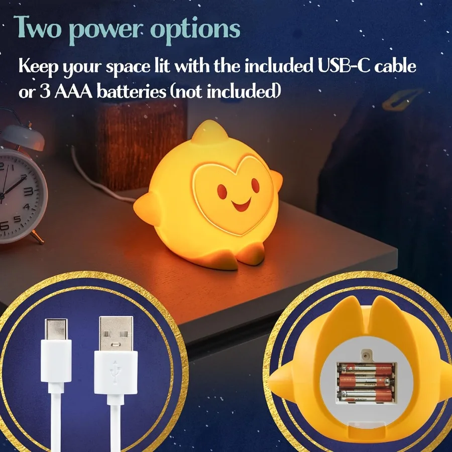 Wish Squishy Light Night Light for USB Lamp Battery Operated Dimmable Star Light Ideal for Bedroom Playroom Living Room 79616