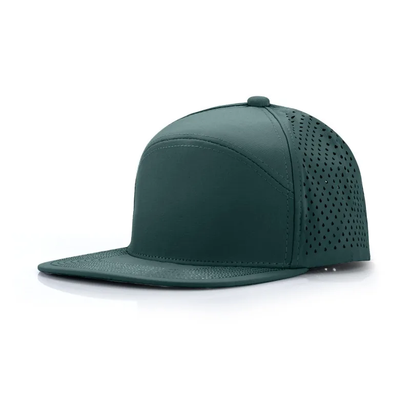 2024 New Custom Logo Flat Brim Hat 6 Panel Punched Truck Hat Men's and Women's Outdoor Sunshade Snapback Hip Hop Baseball Hats 3