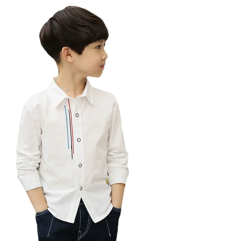 

Boys' Spring Wear Long Sleeve Shirt New Children's Spring and Autumn Shirt Boys' Handsome Top 4-12 Ages