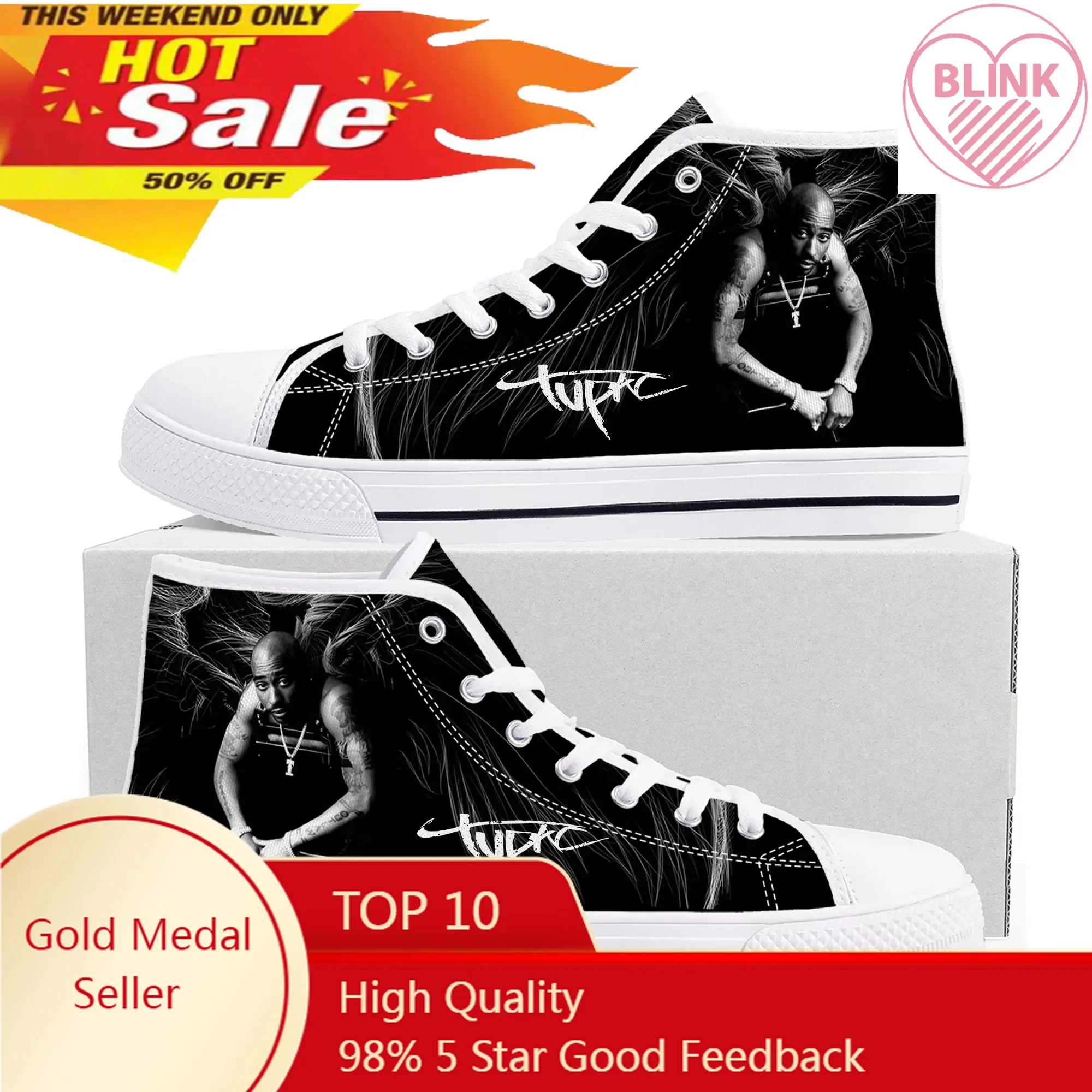 

Rap 2Pac Tupac High Top High Quality Sneakers Mens Womens Teenager Canvas Sneaker All Eyez on Me Casual Couple Shoes Custom Shoe