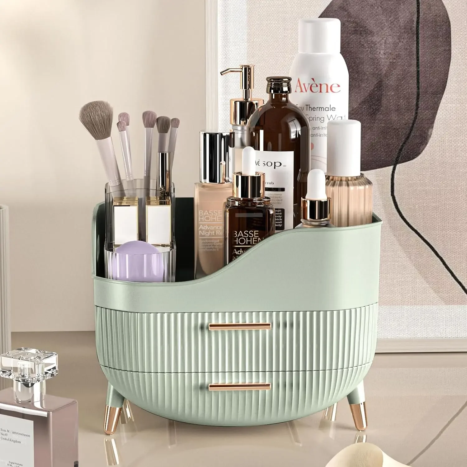 Skincare Organizer for Vanity,Storage Box with Handle,Large Cosmetic Display case for Dresser, Bathroom Countertop 6