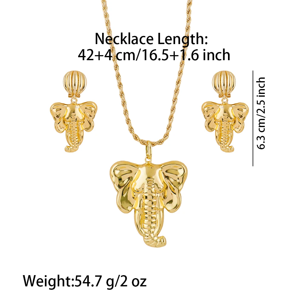 Elegant Gold-Plated Elephant Pendant Jewelry Set