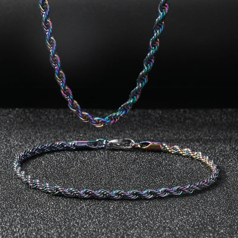 Jewelry Sets 2pcs Twist Chain Necklace Plus Bracelet