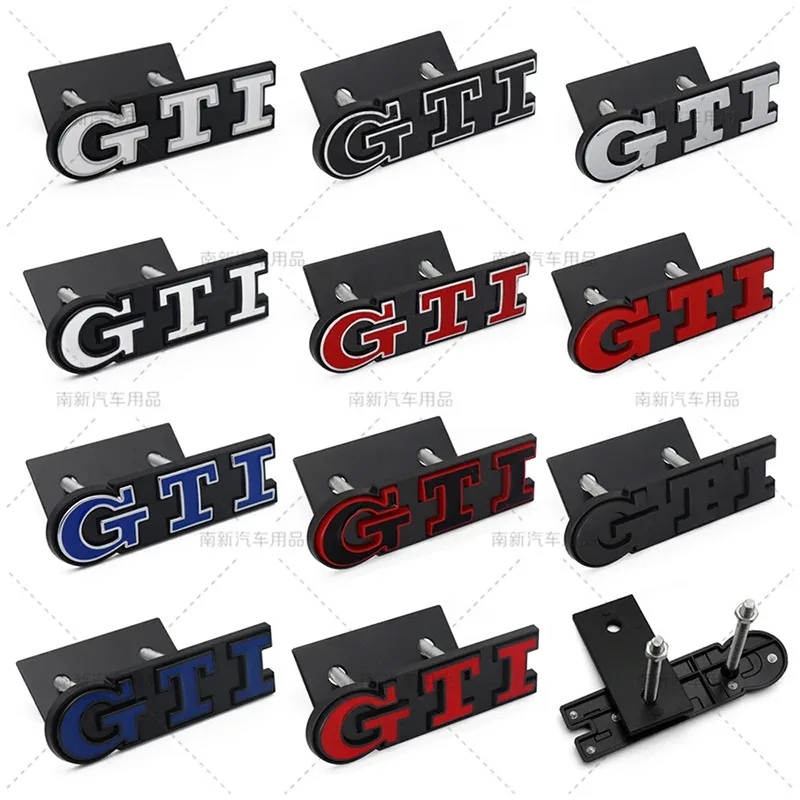 3D 금속 GTI 그릴 엠블럼 배지 뒷 트렁크 데칼 자동차 스티커 폭스 바겐 폭스 바겐 골프 5 6 7 8 MK2 MK3 MK4 MK5 MK6 MK7 액세서리