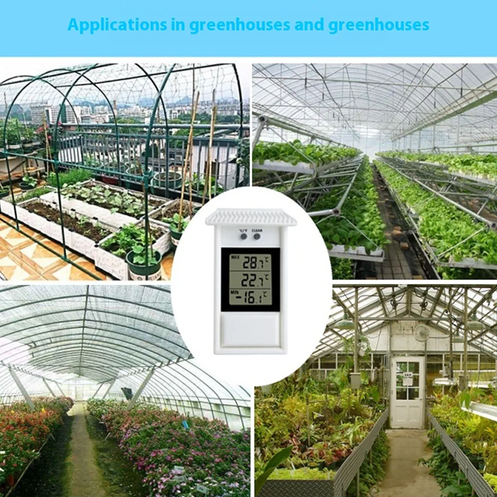 Waterproof Digital Thermometer Indoor/Outdoor Garden GreenHouse Wall Mounted Temperature Measurement Tools Max Min Value Display
