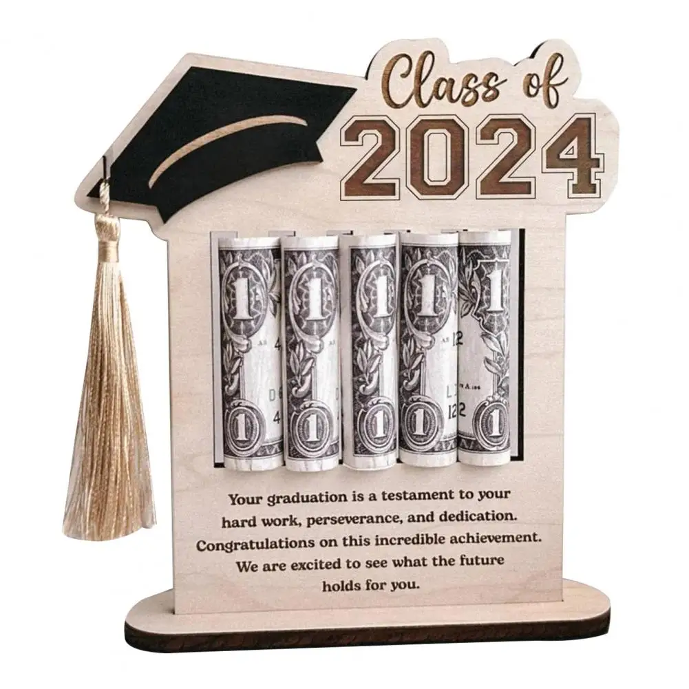 Graduation Money Organizer Cash Holder Desktop Decoration Stable Burr-Free Wooden Ornament Party