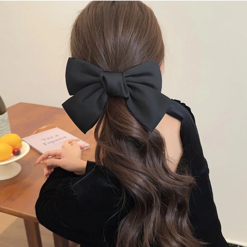 Mode Große Band Bogen Haar Clips Für Frauen Trendy Satin Bowknot Haarnadeln Nette Pferdeschwanz Barrettes Damen Haar Zubehör Geschenk – Detail 11