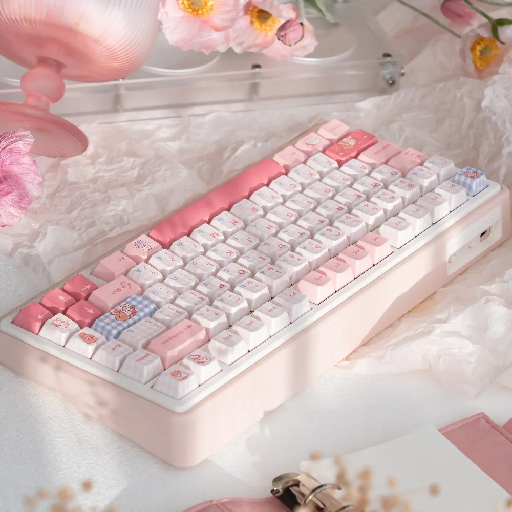UR82 기계식 키보드 키트 무선 트라이 모드 가스켓 RGB 핫스왑 QMK/VIA 커스텀 75% 귀여운 소녀 오피스 게이밍 키보드 선물