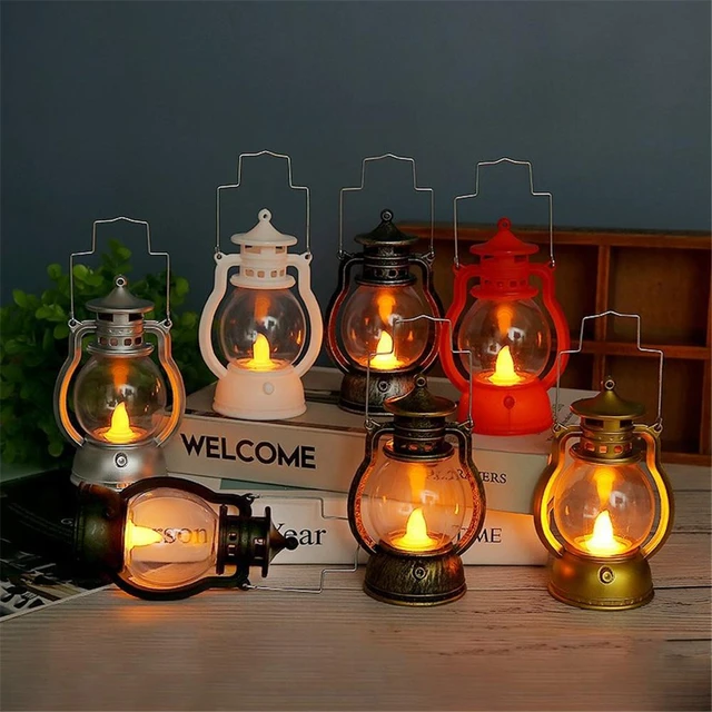 Bougie suspendue rétro à huile, lampe LED, Simulation de petits ouragans,  lanterne de mineurs, pour fête de mariage, Patio, décor d'étagère -  AliExpress