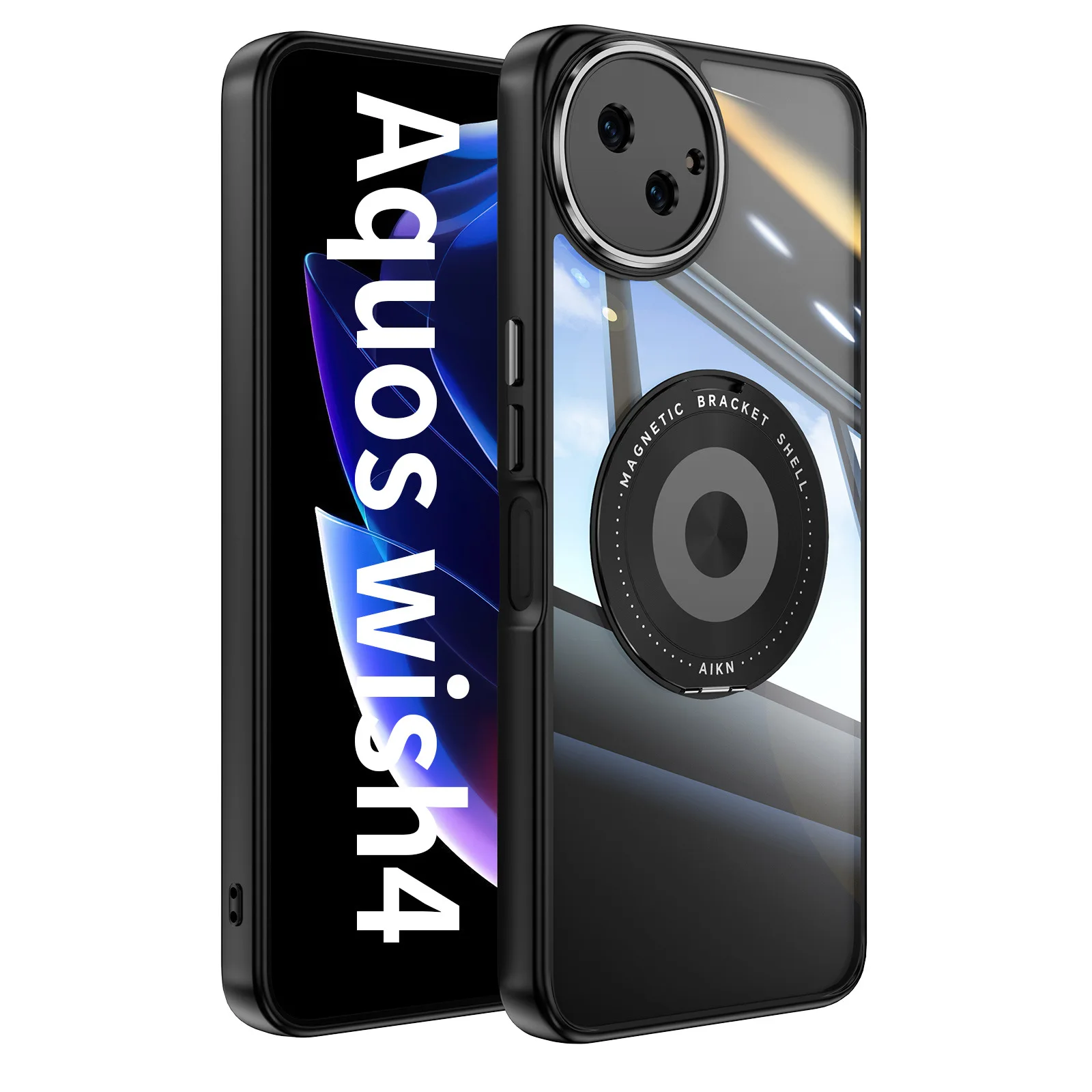 Magnetic Metal TPU Case with 360° Anti-Knock Protection and Wireless Charger Holder Cover