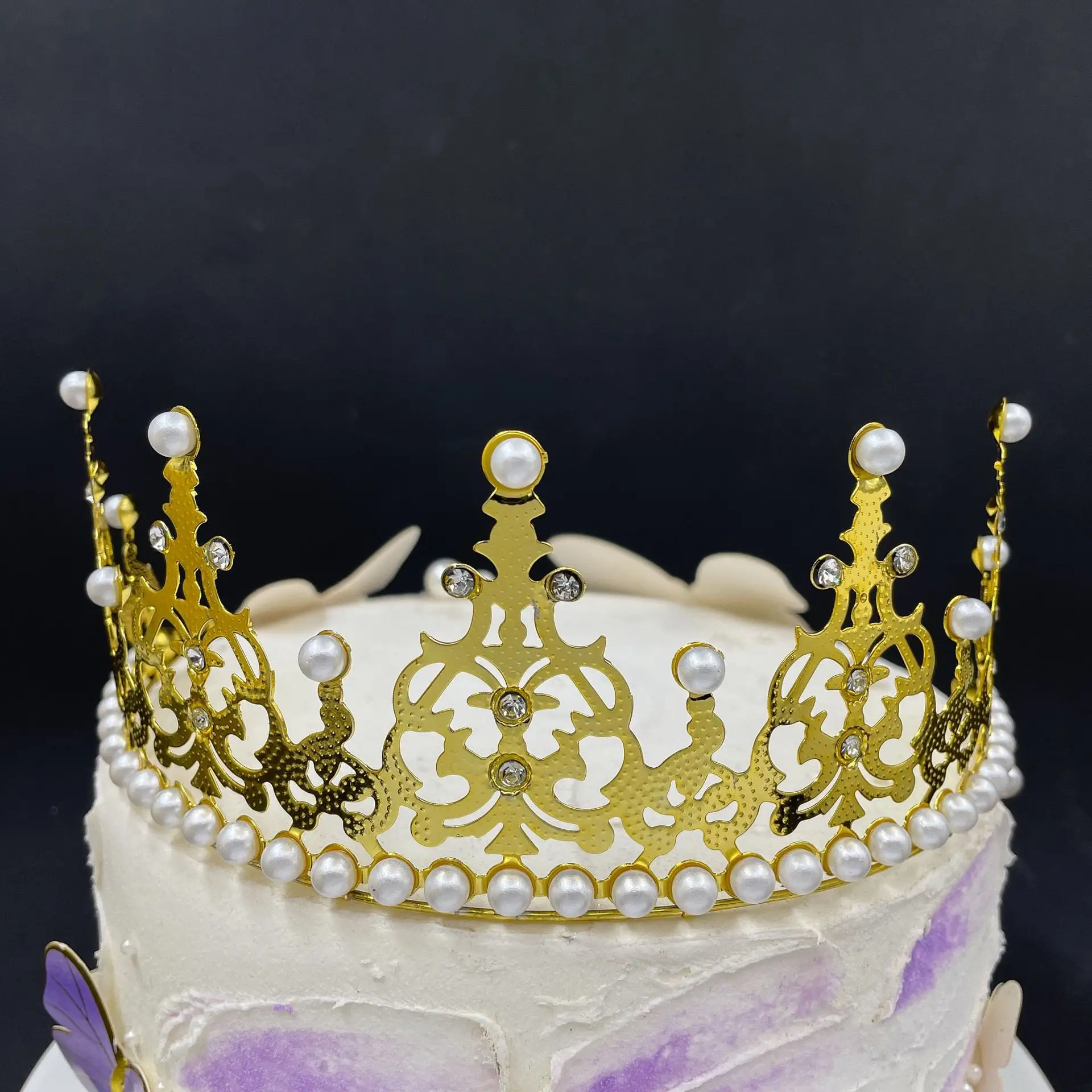 Topper per torta con corona in metallo Color oro