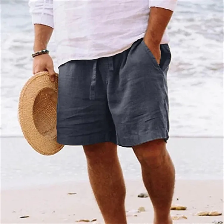 2025 Linen fabric summer Sports Shorts Men Beaching Shorts pocket Bodybuilding Sweatpants Fitness Jogger Running Gyms Men Shorts 2
