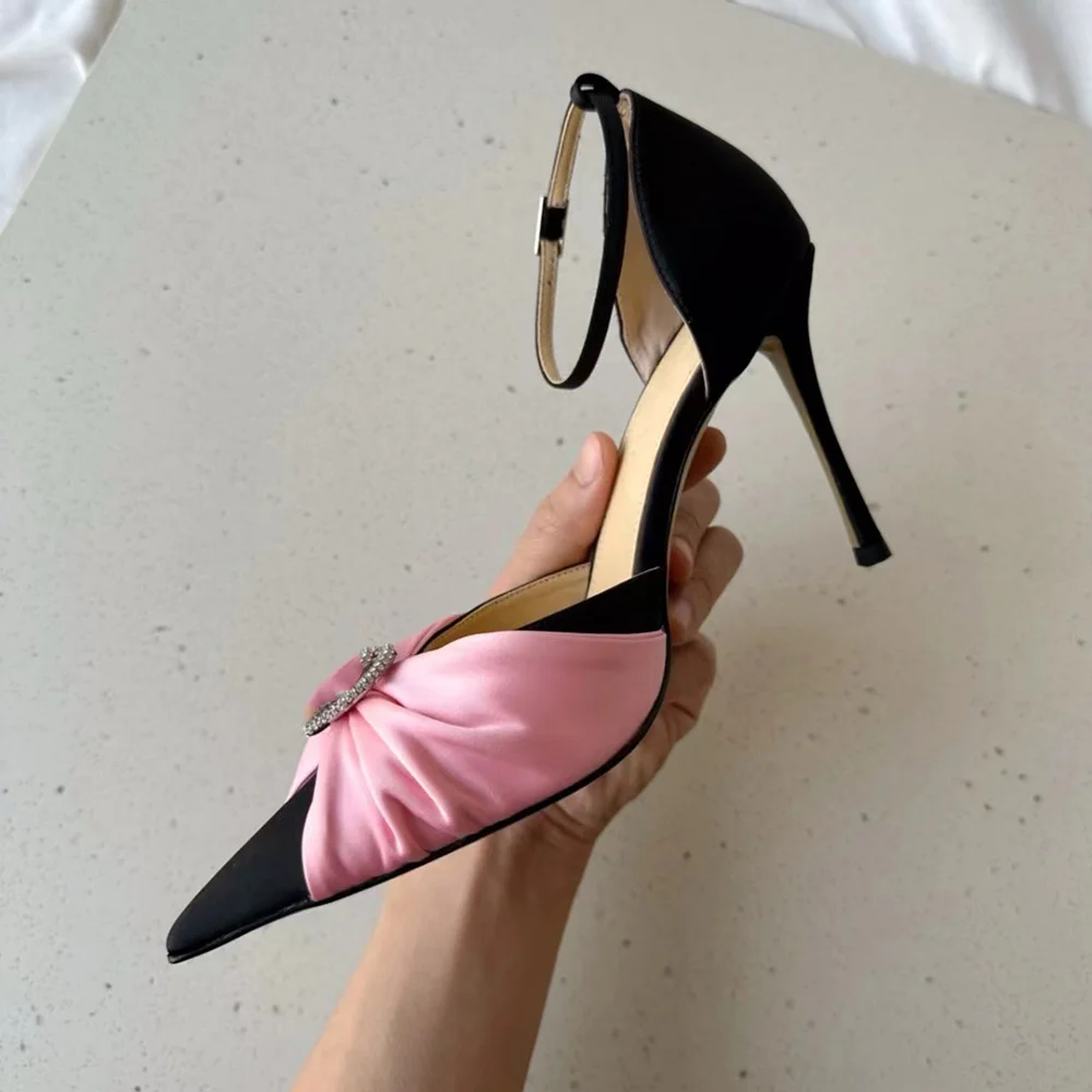 

Classic Spring/Summer Style Bow Fabric Paired with Shiny Diamond Women's High Heel Sandals and High Heels