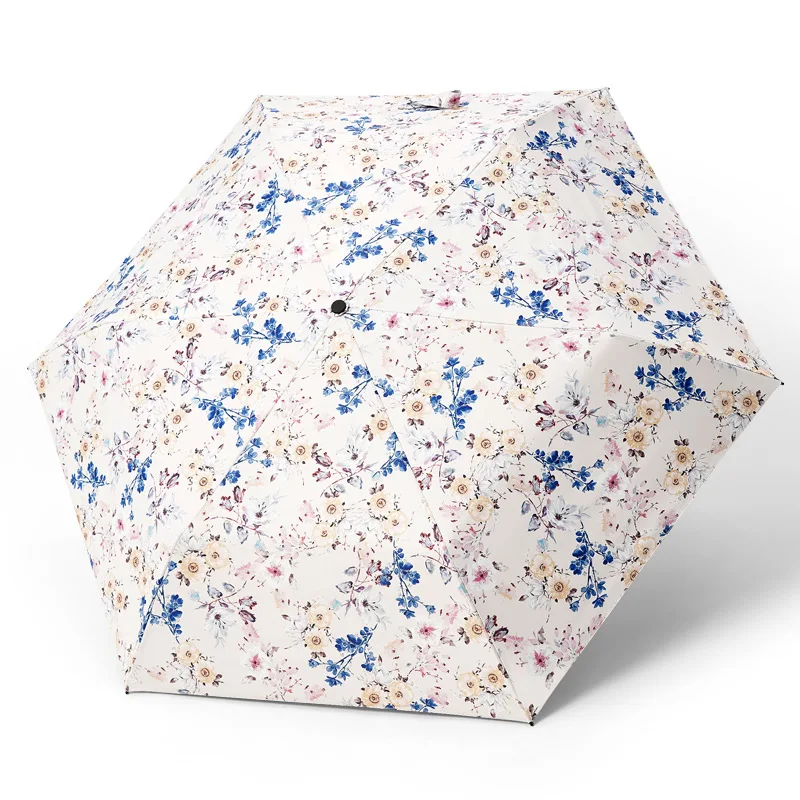 Ultra-light Umbrella Three-fold Feather Compact Portable Wind-resistant Vinyl Rain or Shine Sun Umbrella