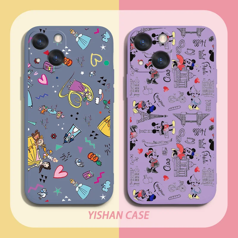 

NEW Cute Anime Mickey Mouse Phone Case For iPhone iPhone 14 13 12 11 Pro Max mini XR XS X 8 7 6S 6 Plus Liquid Rope Cover Soft