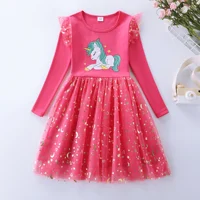 Robe d'automne en maille de licorne brodée en coton pour filles, nouvelle collection 3