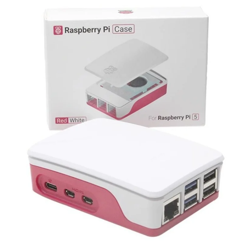 קייס Raspberry Pi 5, אדום, לבן, מארז ABS עם שליטת טמפרטורה, רוח, אימפילמנט, ל-RPI 5 Pi5