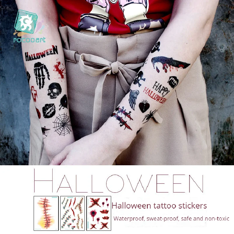 Waterproof Halloween horror tattoo stickers with mischievous scars and personalized temporary tattoos stickers size:105*150mm temporary tattoos stickers horror