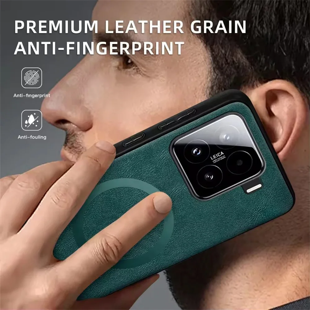 Magnetic Leather Protective Case with Magsafe Wireless Charging Compatibility