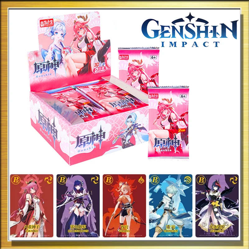 

Genshin Impact Card Game Collection Cards Deluxe Edition Nahida Yae Miko Raiden Shogun Klee Xiao Zhongli Kamisato Rare Toy Kids