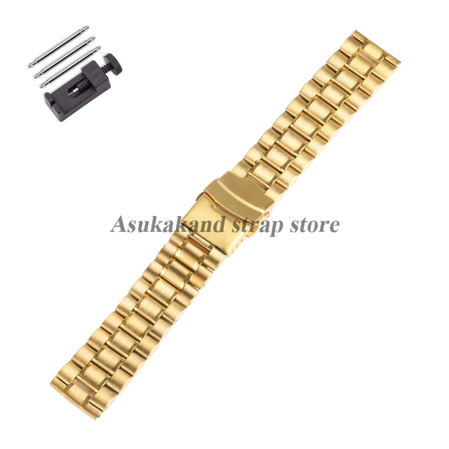 Stainless Steel Watch Strap with Folding Buckle – Universal Replacement Band