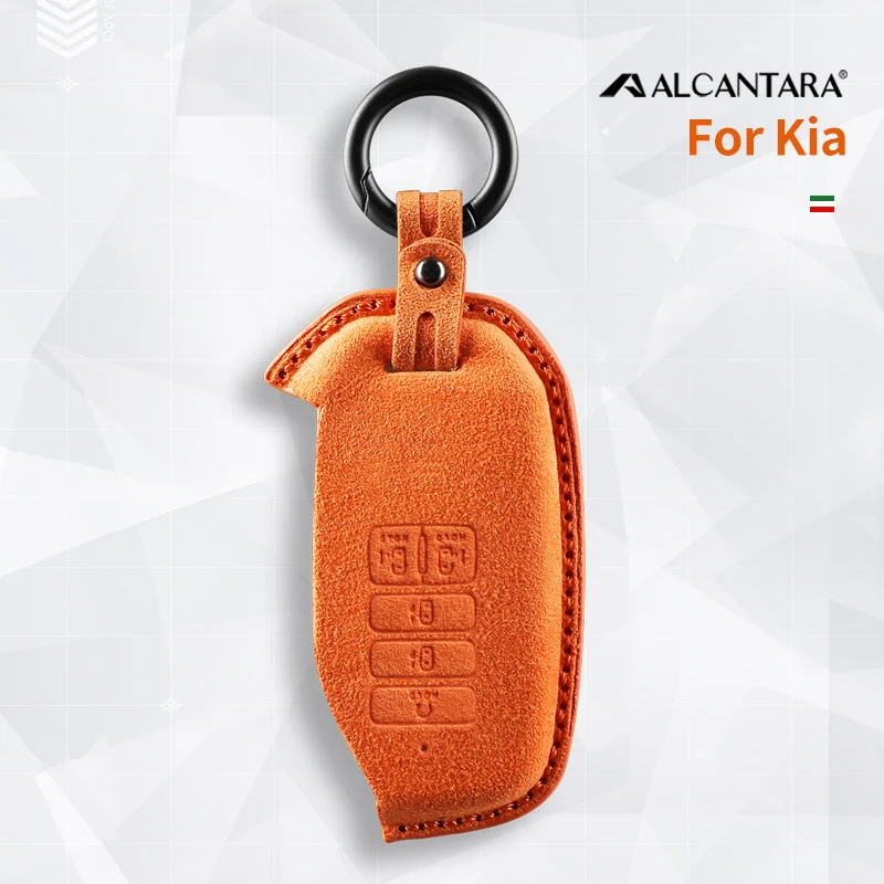 

Alcantara Car Key Case Cover For Kia Carnival Sedona 2021 K8 V6 2022 EV6 GT Line Dl3 Mq4 K5 Grand Sorento protector Keychain