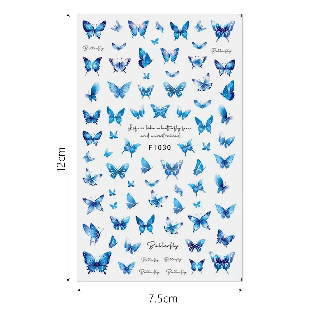 3D Design 3D Nail Art Decals Blossom Pink Flowers Design Nail Decorations Purple Petals Butterflys Pattern Fashion Nails