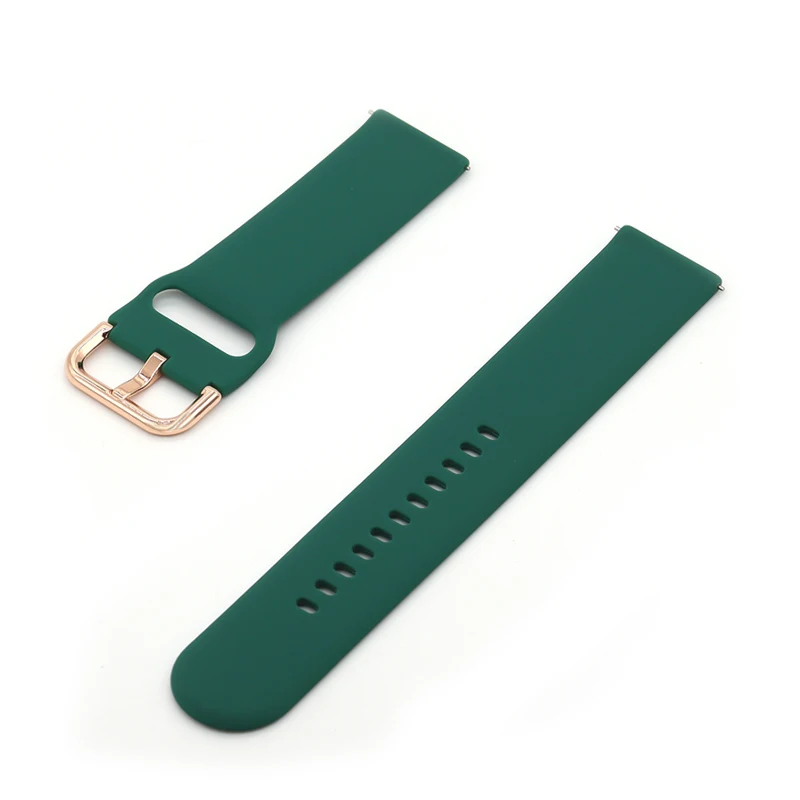 Rose Gold Buckle Silicone Wristband Strap, 20mm/22mm