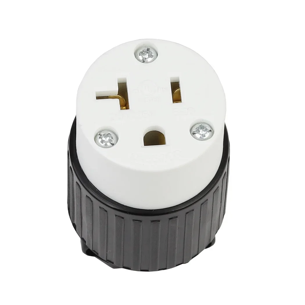 NEMA 5-20R Straight Blade Connector, Female Plug Replacement Cord Outlet, 20 Amp, 125 Volt, 2 Pole, 3 Wire Grounding,