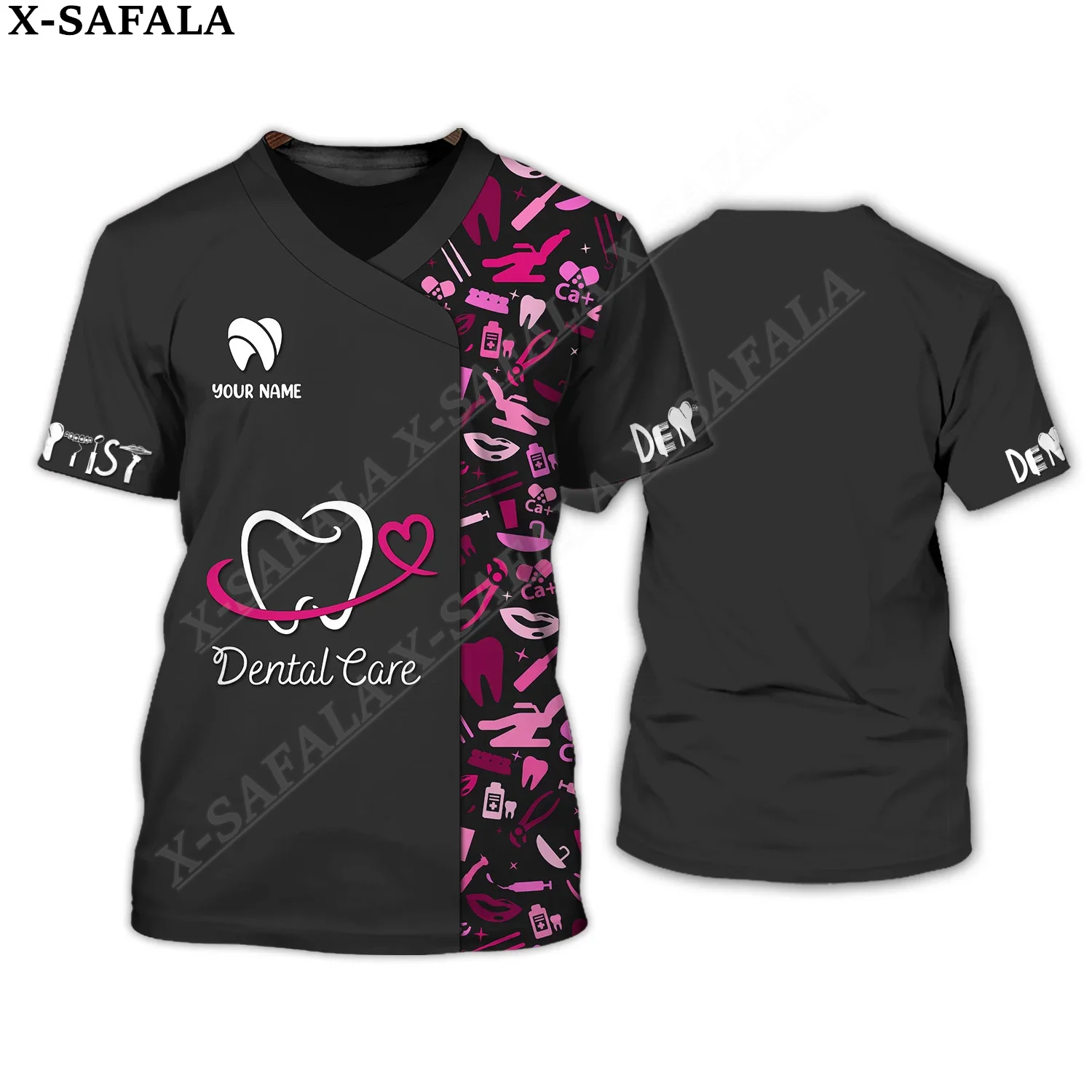 

Футболка с круглым вырезом для мужчин и женщин, повседневная тенниска из высококачественного молочного волокна с персонализированным 3D-принтом стоматолога и ухода за зубами, лето-5