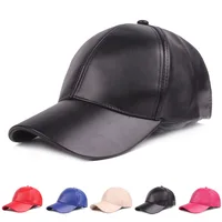 2024 New Women Men Hat PU Leather Baseball Cap Visor Light Board Solid Men Hip Hop Cap Outdoor Sun Hat Adjustable Sports Caps 1