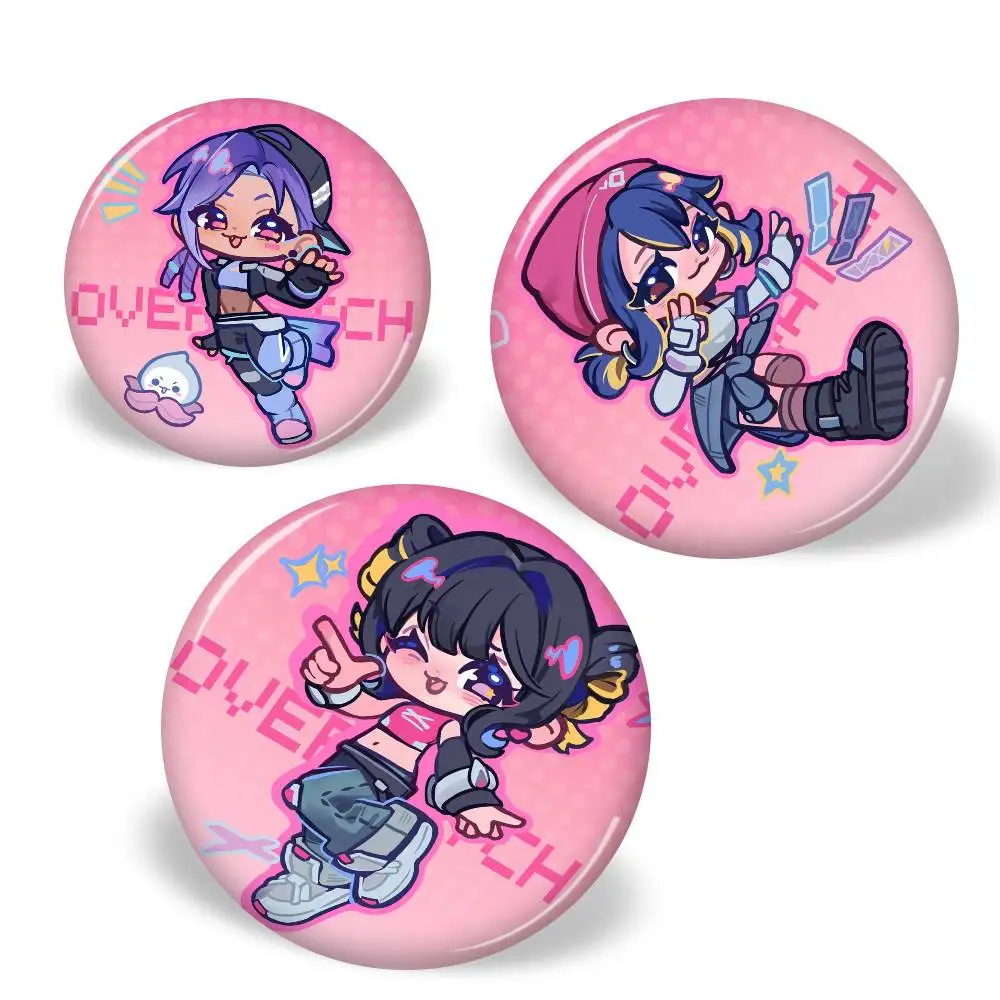 Overwatch Slogan Round Button Pins – Creative Brooches for Backpacks & Clothes, Fashion Cartoon Jewelry Gifts