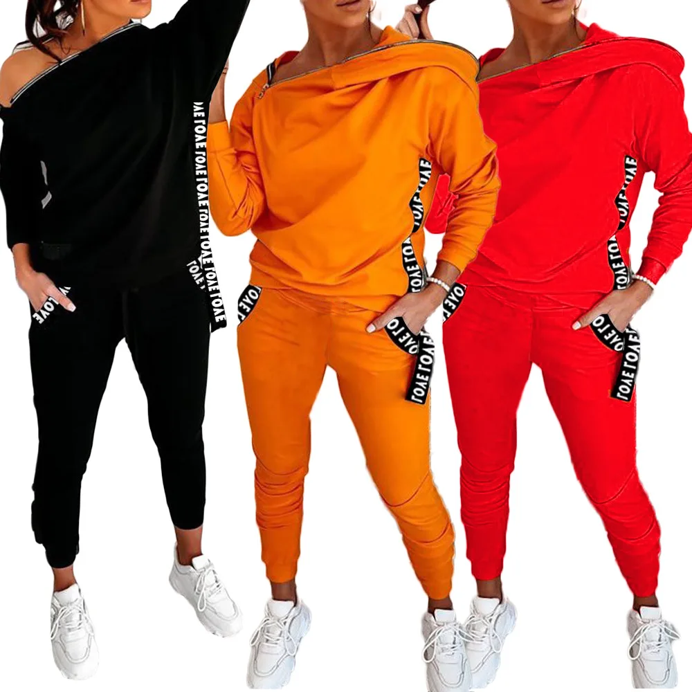 

Autumn New Women's Casual Street Letter Hooded Sports Set Pants