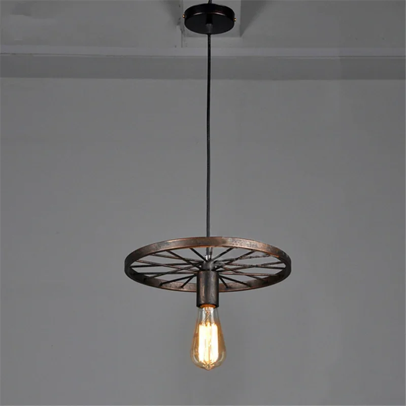 Antique Wheel Chandelier Vintage Restaurant Cafe Sushi Restaurant Decorative Light Loft Industrial Style Iron Art Chandelier